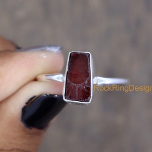 Echter Roher Granat Ring, Roher Granat Silber Ring, 925 Sterling Silber Ring, Heiler Kristall Roher Ring, Ungeschliffener Roher Stein Ring, Weihnachtsgeschenke