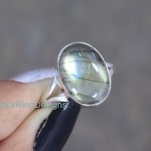 Labradorite Ring, 925 Sterling Silver Ring, Handmade Ring, Natural Blue Fire Labradorite Ring, Birthday Gift Ring, Birthstone Women&#39;s Ring