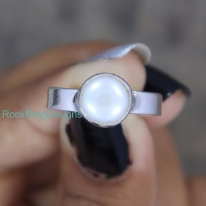 Genuine Pearl Ring, Fresh Water Pearl Ring, 925 Sterling Silver Ring, Pearl Silver Ring, Rings For Women, Organic Silver Ring, Promise Ring