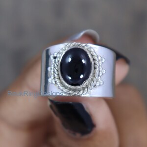 Black Onyx Ring, 925 Sterling Silver Ring, Authentic Band Ring, Designer Band Ring, Onyx Jewelry, Gift For Friend, December Birthstone Ring