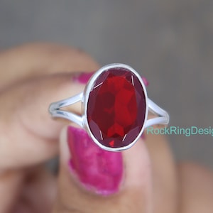 Ruby Ring, Sterling Silver Ring, Ruby Silver Ring, Red Ruby Ring, Women Silver Ring, Wide Band Statement Ring, Birthstone Ring, Promise Ring