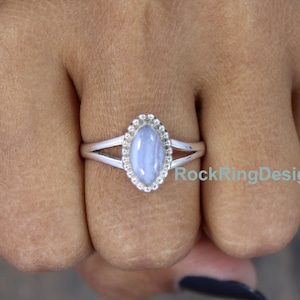 Anel de ágata de renda azul, anel de prata esterlina, anel feito à mão, anel de ágata de designer, anel de pedra preciosa, anel de noivado, anéis para mulheres, anel de noivado