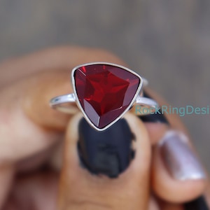 Red Ruby Ring, Ruby Silver Ring, Sterling Silver Ring, Red Gemstone Ring, Ring For Love, Wedding Anniversary Ring, Handmade Authentic Ring