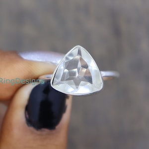 Clear Quartz Ring, 925 Sterling Silver Ring, White Crystal Quartz Ring, Quartz Jewelry, Minimalist Silver Ring, Personalized Wedding Ring