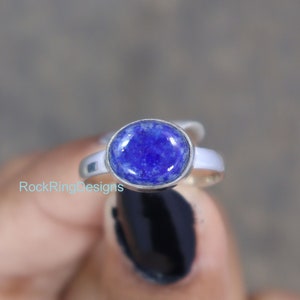 Lapis Lazuli Ring, Natural Lapis Silver Ring, Oval Lapis Lazuli Ring, Sterling Silver Ring, Rings for Women, Everyday Ring, Promise Ring