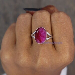 Raw Ruby Sterling Silver Ring, Wide Band, July Birthstone image 4