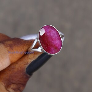 Raw Ruby Sterling Silver Ring, Wide Band, July Birthstone image 8