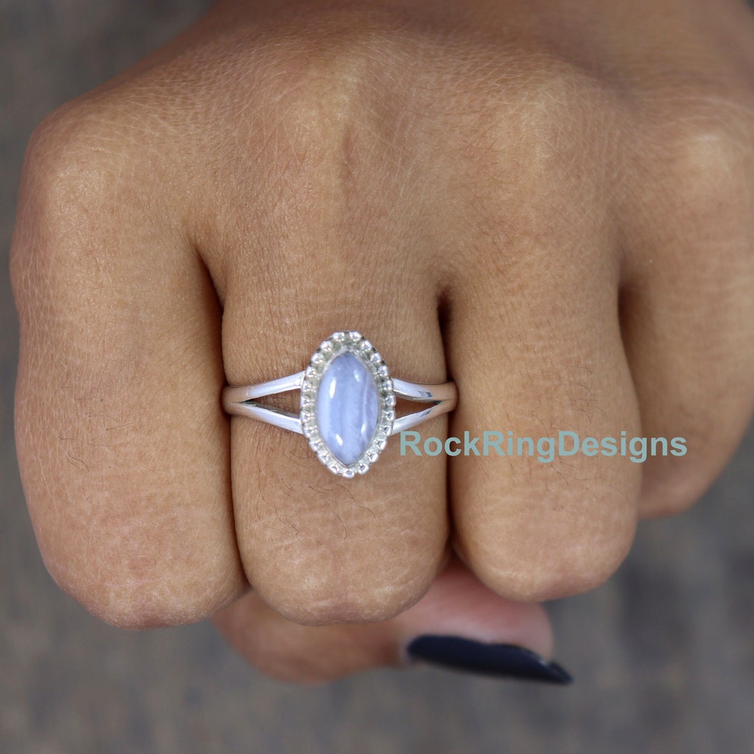 Blue Agate Ring- Gold main image 1