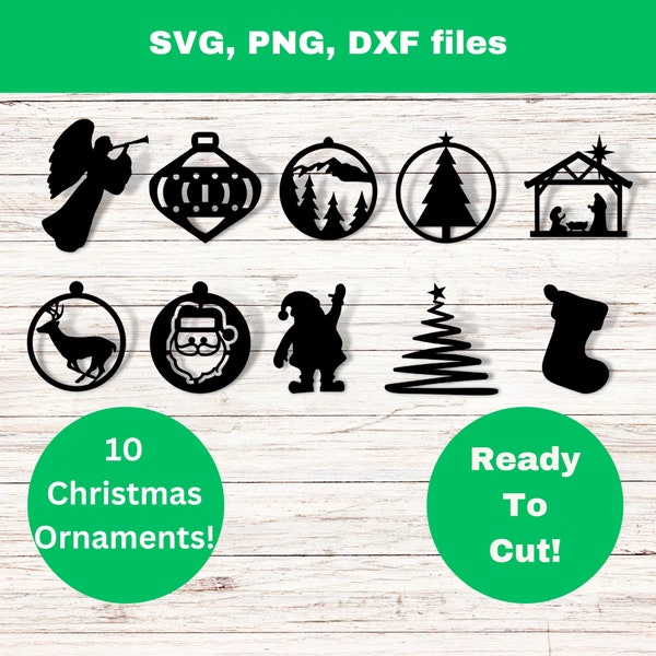 Christmas Ornament Bundle Instant download Digital files SVG PNG DXF files Ready to cut