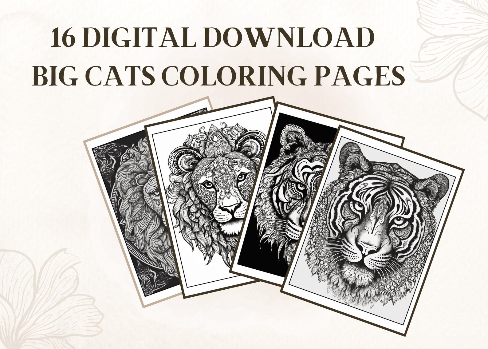 Digital Download Bundle Cat and Big Cat Coloring Pages - Etsy
