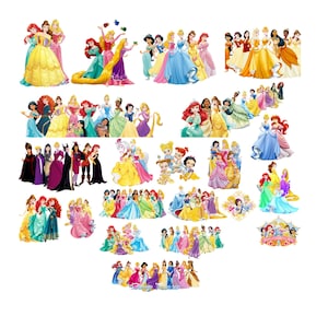 Princess PNG Bundle, Princess Clipart Instant Download, Princess Birthday, Moana clipart, Frozen png, sleeping beauty Princess PNG Clipart zdjęcie 1