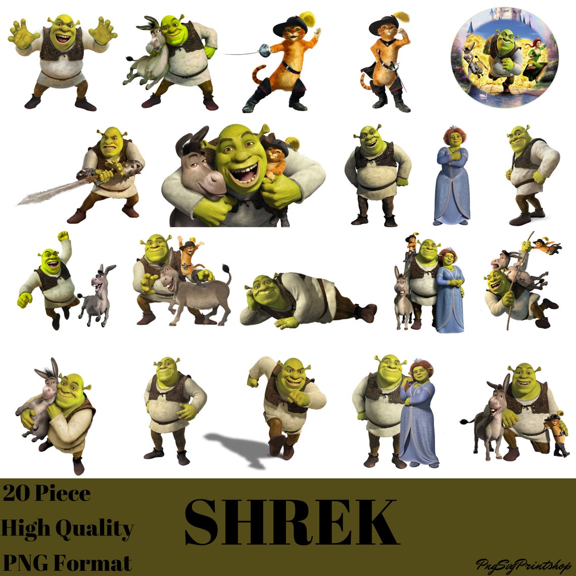 Shrek, Shrek Png File, Png Bundle, Vector, Cricut, Silhouette, Cut ...