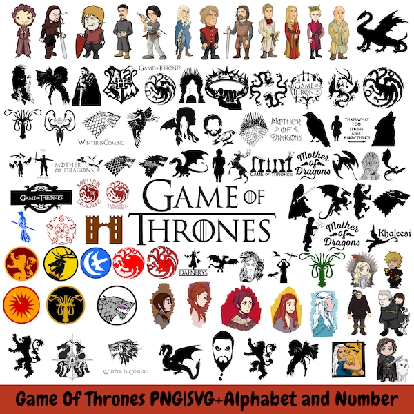 G.O.T. SVG Files, G.O.T. Png, G.O.T. Digital Fİles, Dragon, Daenerys Targaryen, Robert Baratheon, Jon Snow, Jaime Lannister,Instant Download