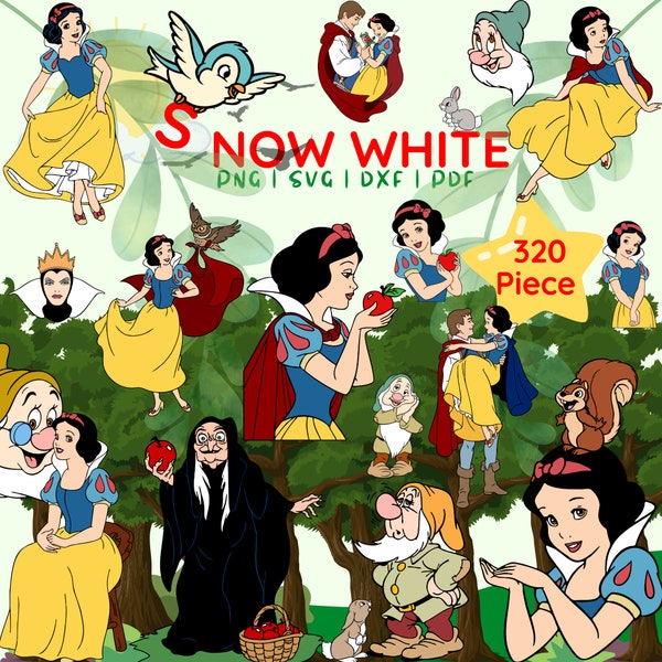 Snow White Png, Snow White Clipart, Princess Png, Svg, 320 Piece, Evil Queen, Transparent Backgrounds, Anime and Cartoon, Instant Download