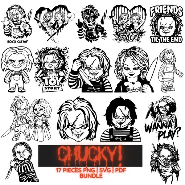 Chucky Png Bundle, Horror and Gothic, Chucky and Tiffany Png, Chucky Movie, Chucky Layered, Transparent Backgrounds, Instant Download