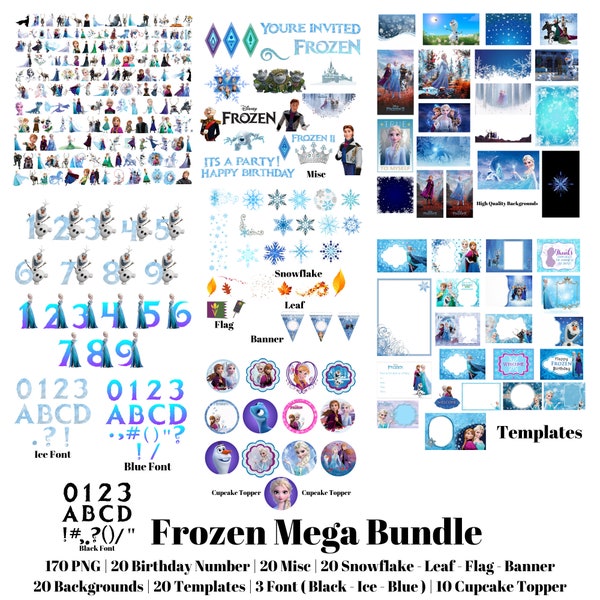 Frozen PNG, Princess PNG, Frozen Clipart,Princess Font, Princess Birthday, Ella, Anna, Frozen Backgrounds, Princess Invate, Instant Download