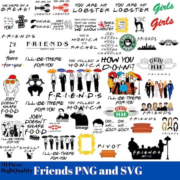 Friends Png Frinds Svg, Layered files, Cricut svg files, Svg bundle layered files, Digital Download, Svg for cricut, Friends Rachel, Movie