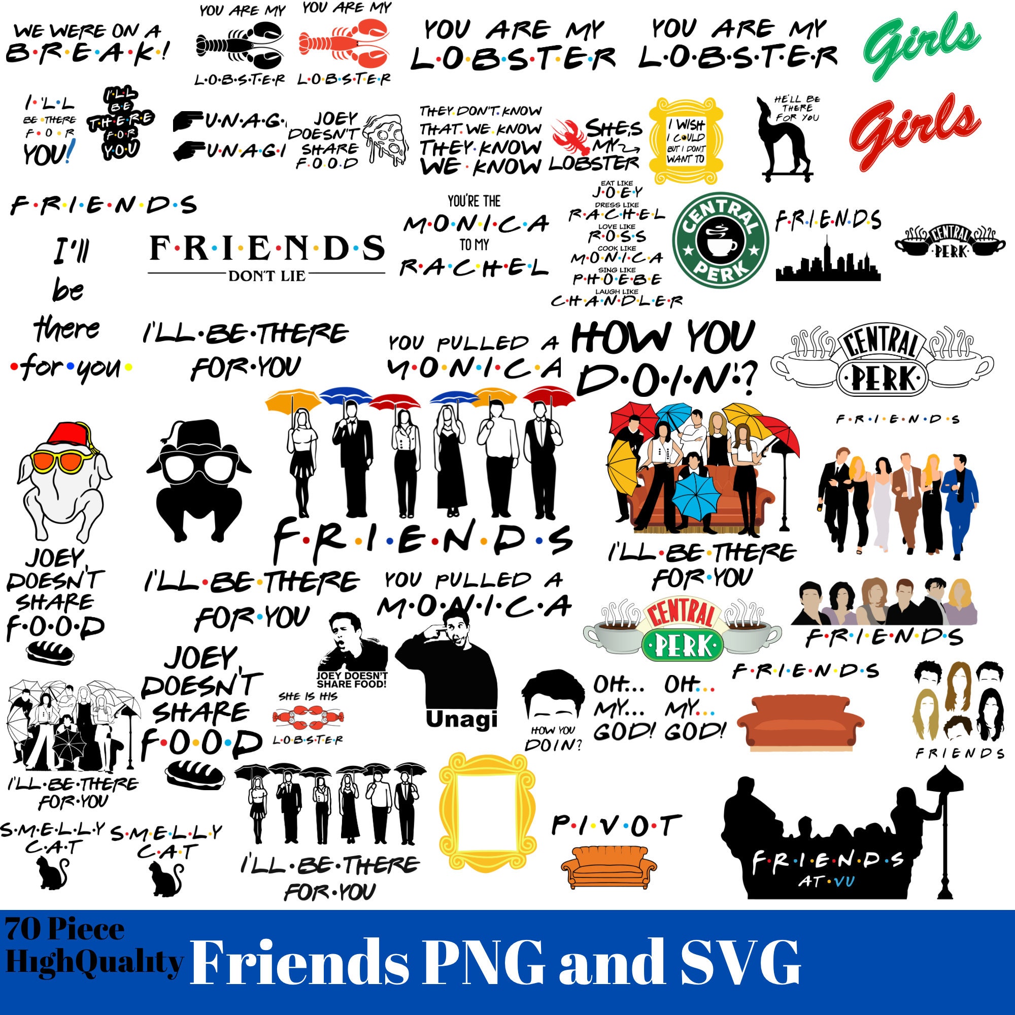 FRIENDS TV Show Series Logo Wall Stickers Television Quote Joey