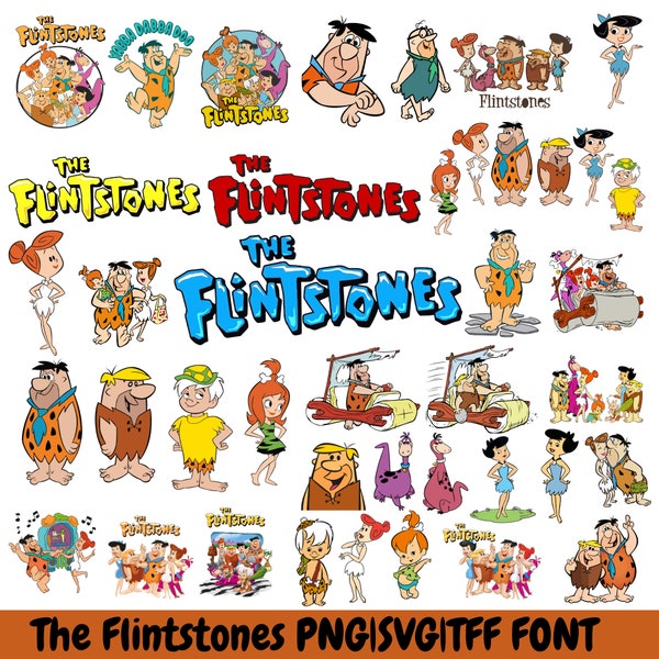 Flintstones Svg Bundle, Flinstones PNG, The Flinstones Cartoon Movie, Flinstones Font, Flinstones Cricut, Fred, Pebbles Instant Download