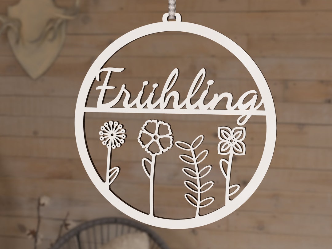 Laser Cut Wreath Template Hallo Frühling Wooden Flowers SVG DXF PDF Etsy