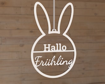 Wielkanocny szablon wieniec wycinany laserowo Frühling-Frohe Ostern SVG DXF PDF