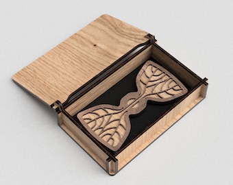 Bow Tie SVG wooden laser template with gift box - DXF PDF
