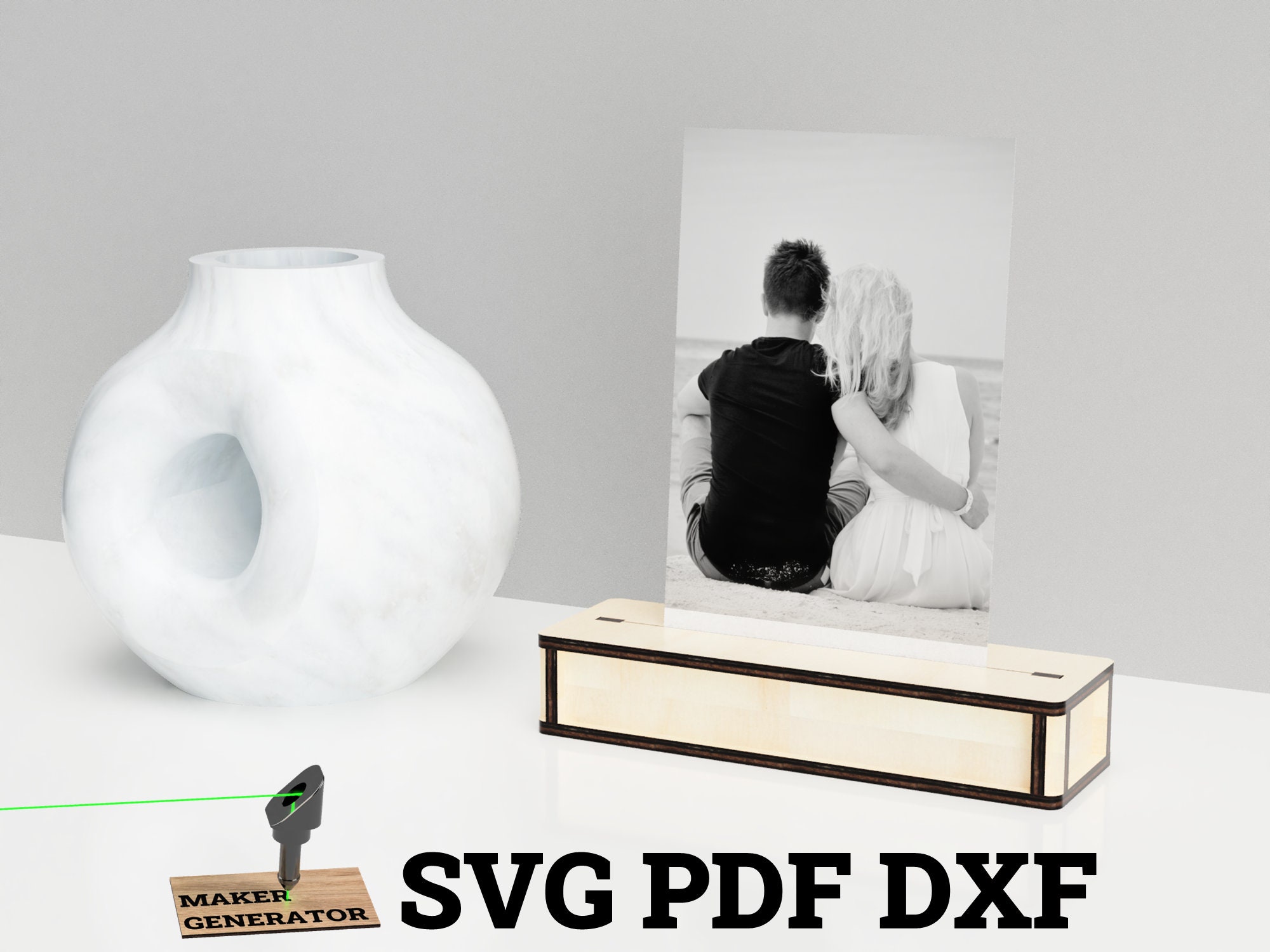 Laser Cut Easel Stand Picture Frame SVG Photo Holder Bar for 4 mm and 1/8 in Wood