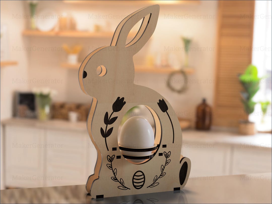 Easter Bunny Egg Holder Laser Cut SVG – DIY Wooden Egg Stand – Digital ...