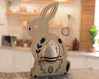 Easter Bunny Egg Holder Laser Cut SVG – DIY Wooden Egg Stand – Digital Download 4mm
