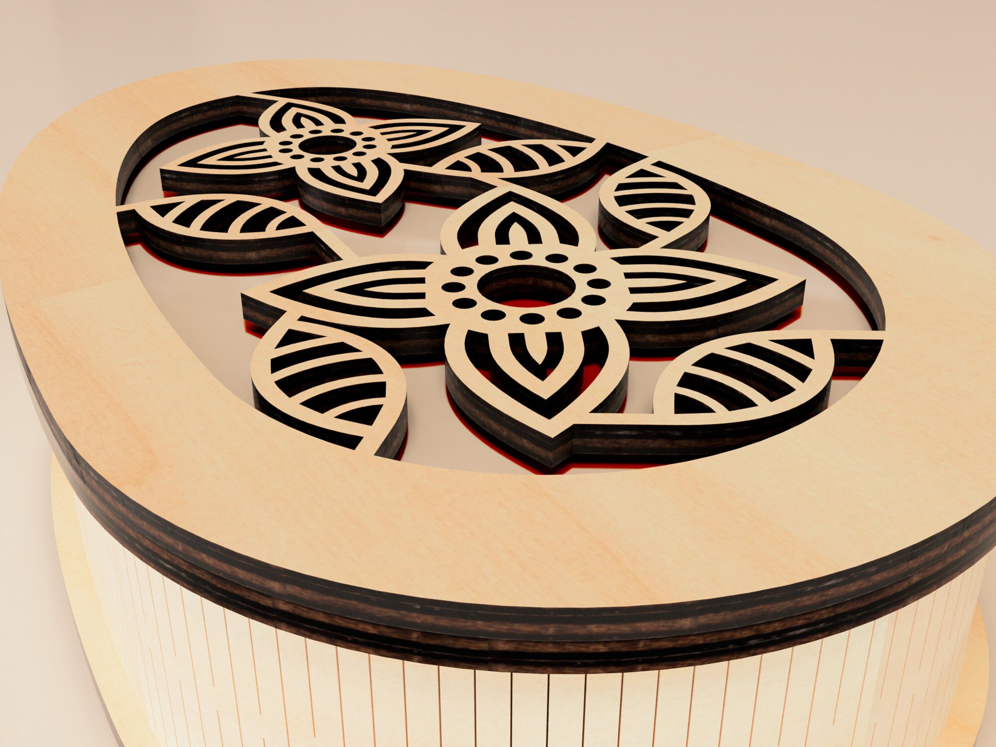 Decorative Wooden Gift Box Laser Cut SVG - With Flower Lid DXF PDF ...