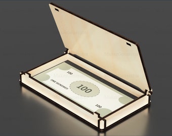 Money gift Box SVG template with Flip up lid - gift box - DXF PDF