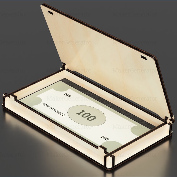 Money gift Box SVG template with Flip up lid - gift box - DXF PDF