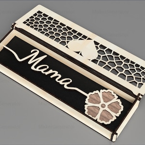 Caja cortada con láser para regalar flores en el Día de la Madre, archivo SVG (para madera de 1/8 in y 4 mm)