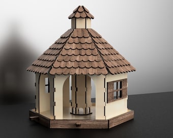 Bird feeder SVG wooden laser cut file 4 mm & 2 mm wood | PDF
