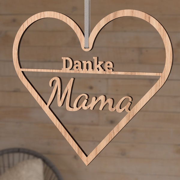 Heart Wreath lasercut template - Danke Mama  - SVG DXF PDF