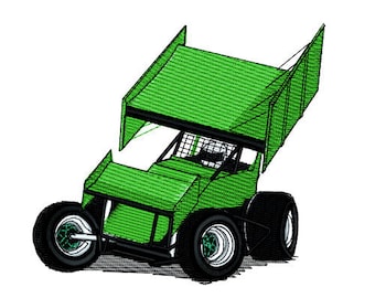 Sprint Car Outlaw Racing Car Embroidery Design