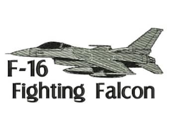F16 Fighting Falcon Plane Embroidery Design