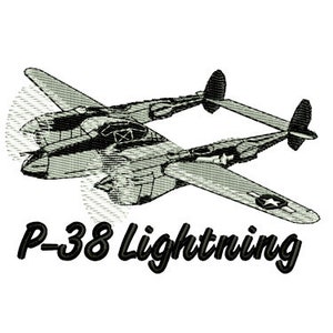 Diseño de bordado de avión relámpago P-38