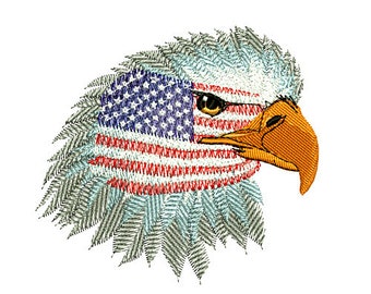 USA Flag Bald Eagle Embroidery Design