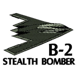 B-2 Stealth Bomber b2 Military Plane Embroidery Design