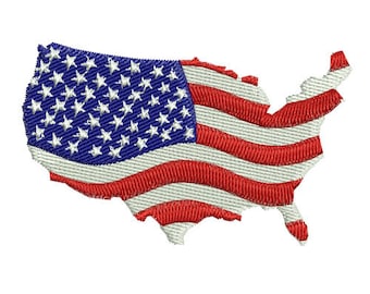 American Flag Map Embroidery Design