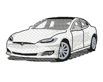 Tesla Model S Embroidery Design