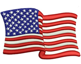 Waving American Flag Embroidery Design