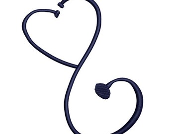 Medical Heart Stethoscope Symbol Embroidery Design