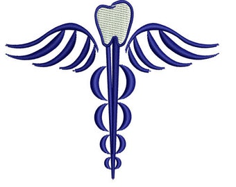 Dental DDS Caduceus Medical Symbol Embroidery Design