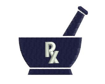 Pharmacy Mortar Pestle Pharmacist Symbol Embroidery Design