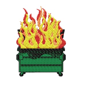 Dumpster Fire Embroidery Design