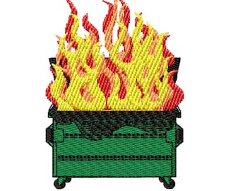 Dumpster Fire Embroidery Design