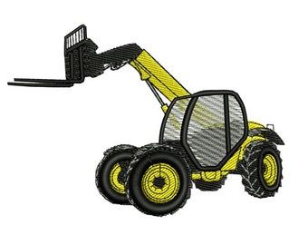 Construction Forklift Equipment Embroidery Design