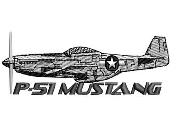 P-51 Mustang Fighter Plane Embroidery Design